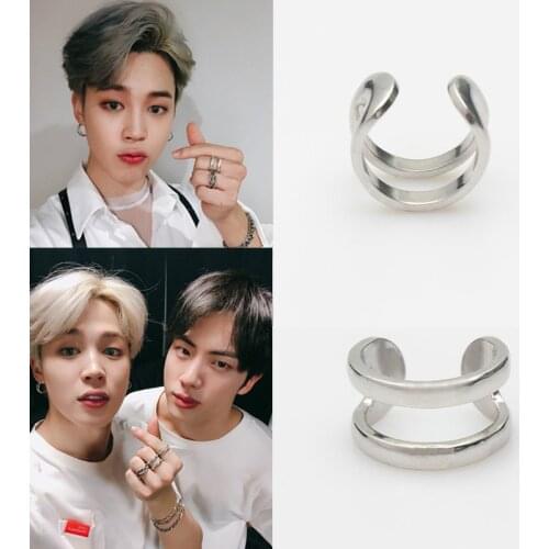 KPOP Ring JIMIN the Same Accessories Fashion Knuckle Open Rings Jewelry Bangtan Boys Trendy Double Layer Women Men
