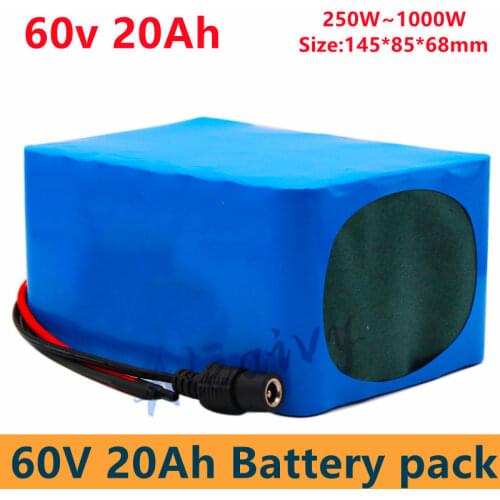 60V 16S2P 20Ah 18650 Li-ion Battery Pack 67.2V Lithium Ion 20000mAh Ebike Electric bicycle Scooter with 30A BMS 750W 1000Watt