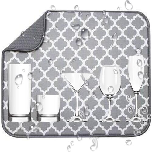 Dish Drying Mat For Kitchen Sink Drainer Microfiber Cushion Pad Tableware Tea Towel Absorbent Hotel Bar Placemat