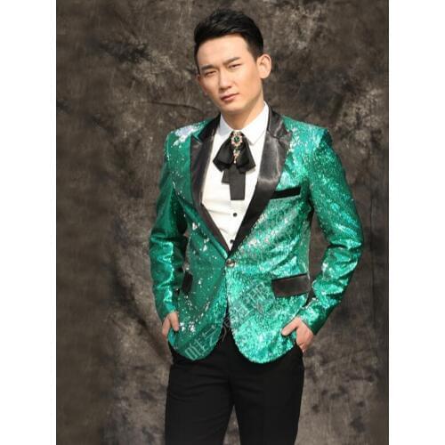 M-3xl Nightclub New 2020 Men Clothing Bar Ds Sequins Suit Groom Formal Dress The Host Studio Stage Male Singer Costumes