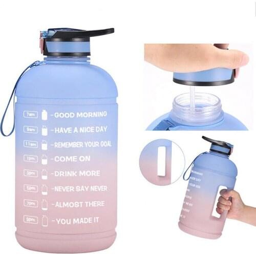 Fashion 3.78L Water Bottle Eco-friendly Large Capacity PET Motivational Time Marker Sports Bottle for Home Travel Cycling Supply