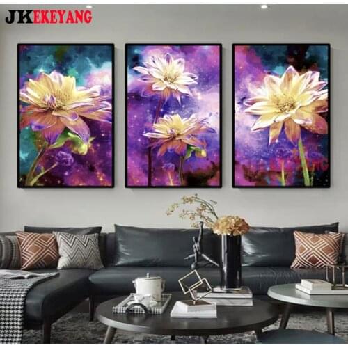 3pcs 5D Diy round/square diamond painting Colored flowers Diamond Mosaic Embroidery cross stitch Y4292