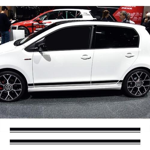 2PCS Car Side Stripes Stickers Vinyl Film Auto Decoration Decals For Volkswagen VW Golf Polo Automobile Car Tuning Accessories