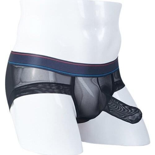 Long Penis Sheath Underwear Mens Sexy Mesh Elephant Briefs Funny Soft Panties Male Underpants Bulge Briefs Shorts Cueca A50