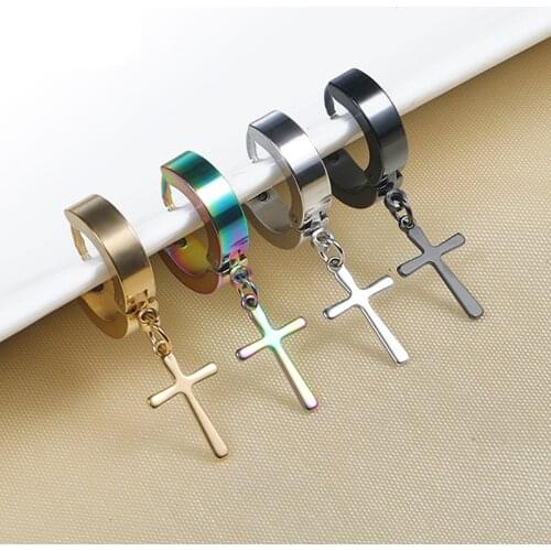 New Fashion 2 Pc 4 Colors Fashion Women Earrings Cross Upper Ear Cartilage Earring For Women Men Black Earring