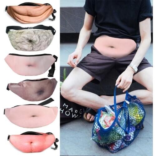 Novelty Fun Men Women Dad Bag Dad Bod Waist Bags Beer Fat Hairy Belly Fanny Pack