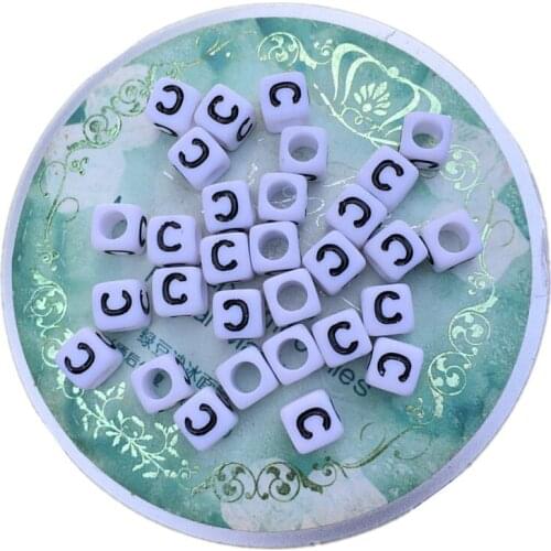 Wholesale Cube Acrylic Letter C Beads 400pcs 2600pcs/lot 6*6MM Square Alphabet Plastic Spacer Beads Fit Bracelet Keyring Earring