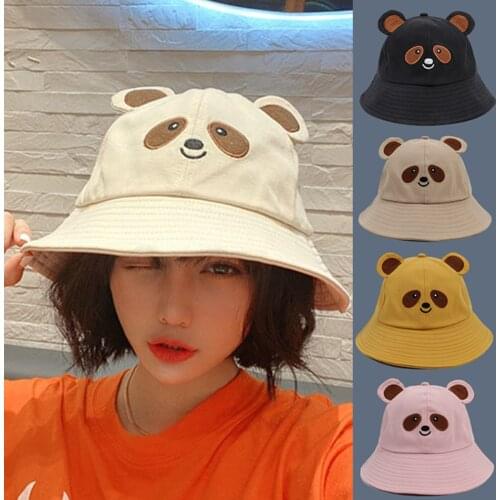 Multiple Styles Cute Bear Bucket Hat For Men Women Fashion Elegant All-Match Cotton Boys Fold Girls Sun Hat Beach Fisherman Hat