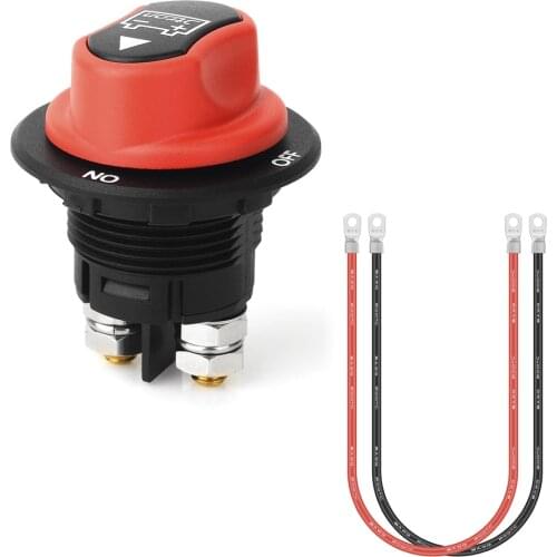Jtron car battery switch 12v 50A 100A 200A 300A car battery isolator switch + cable wiring connect on-off battery kill switch