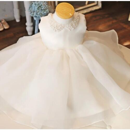 Newborn Baby Girl Dress Beaded Collar Lace Baby Christening Gown 1 year Birthday Dress Baptism Chirstening Gown vestido infantil