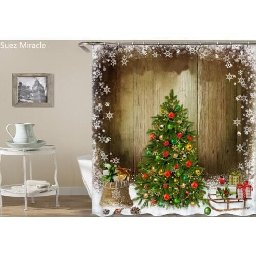 Gift and sled Bling Celebriate tree Merry Christmas happy new year home decor waterproof Bathroom Shower curtain