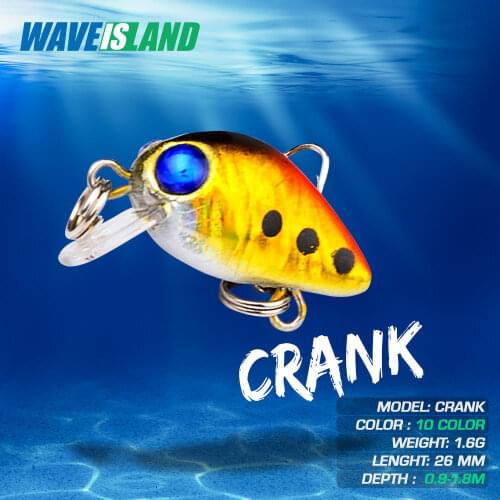WAVEISLAND Small Crank Fishing Lure 1.6g Whopper Trolling Bait Isca Artificial Accessories Crankbaits Lures Long-range Throwing