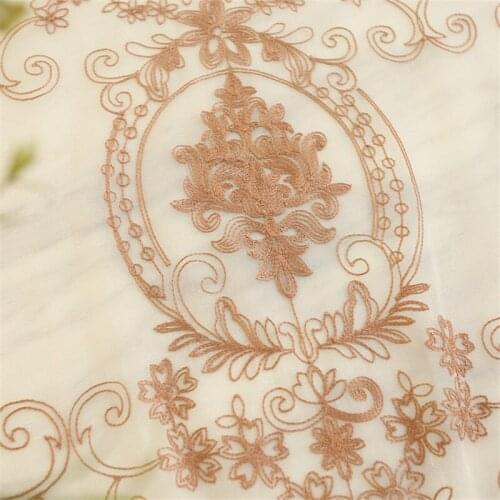 Luxury European Embroidered Tulle Curtains for Living Room Bedroom Window Beige Sheer Voile Panel Drapes