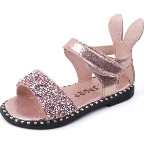 SKOEX Girls Cute Princess Sandals Childrens Flat Open Toe Sandal Hook & Loop Flower Kids Girls Party Dress Shoes Size 21-30