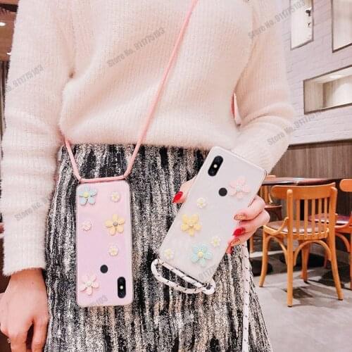 3D Daisy Flowers Lanyard Strap Silicone Phone Case For Vivo X9 X9S Plus U10 U3X U3 U1 Z1X Y7S Z5 Z5X Z6 S5 S6 Clear Back Cover
