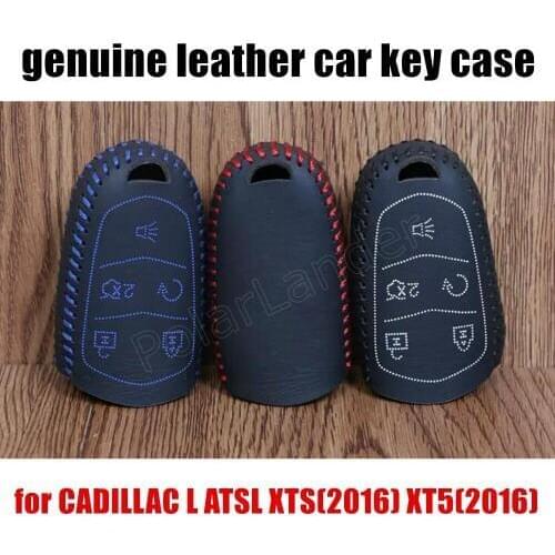 Only Red nice hand sewing leather car key case cover fit for CADILLAC L ATSL XTS(2016) XT5(2016) CT6(2016) CTS(2014) SRX(2015)