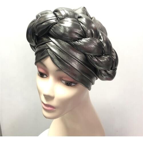 Nigerian Gele Headtie Aso Oke Gele Already Made Auto Gele Aso Ebi Headtie African Turban Cap with Colorful-LP30