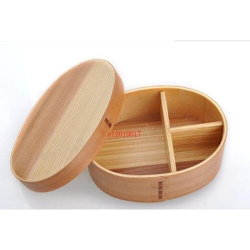 Japanese bento boxes wood lunch box handmade natural wooden sushi box tableware bowl Food Container 2 Colors Free Shipping