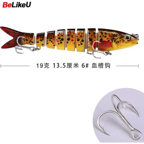 1PC 13.5cm/19g Lifelike Sinking Wobblers For Pike Lure Crankbaits Fishing Lures 8 Segments Artificial Bait Carp Fishing Tackle