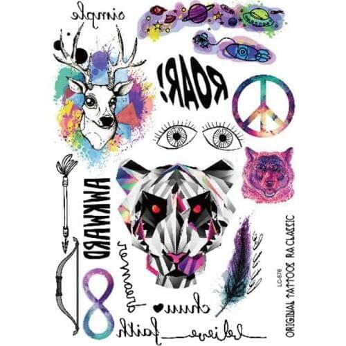 1pcs Fashion Tattoo Sticker DIY Body Art Waterproof Colorful Cartoon Diamond Dog Bird Star Leaf Temporary Cute Stickers