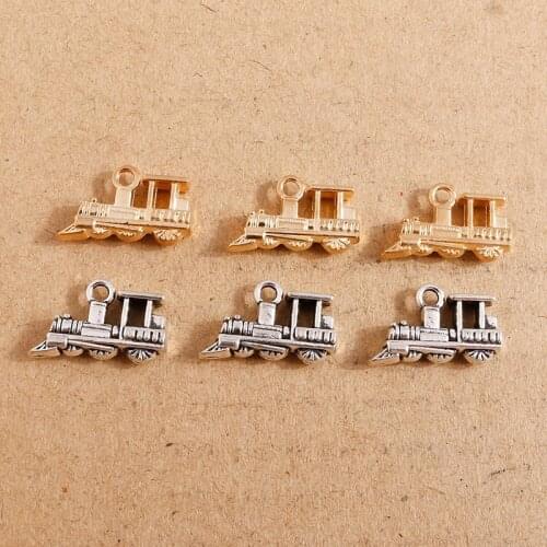 10pcs Punk Mechainical locomotive Charms for DIY Jewelry Making Plated Metal Antique Gold Silver Color Pendant Supplies 12*19mm
