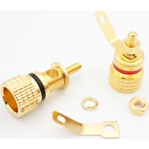2 pcs/lot 4mm Small Banana Gold Plating Inverter Crimp Terminal Horn Plug Connectors Audio Horn Plug Cold Pressure Solderless