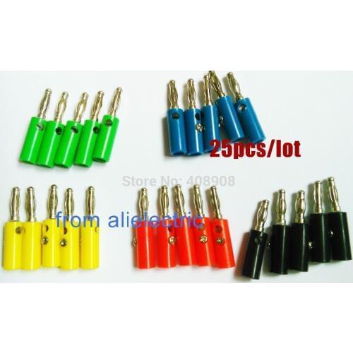 25PCS/lot 4mm Banana Plug Socket 5 colors FOR Power Amplifiers Binding Post Color banana plugs terminals