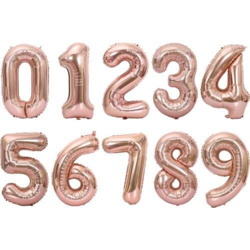 300pcs Large 40"inch rose Gold number balloons for 1st birthday party decor foil ballon digit 0-9 helium globos anniversary l514