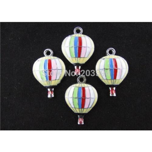 AE147 20pcs Mixed Enamel Alloy fire balloon Charms Pendants Hot Air Balloon Charms 29x19mm