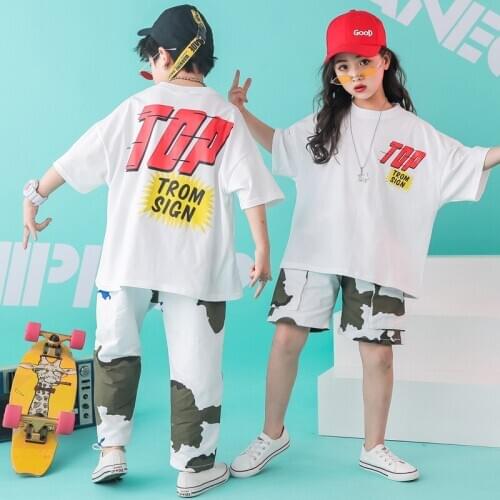 Kids Hip Hop Costumes for Girls Boys Jazz Ballroom Dance Clothes Performance Dancewear Stage Dancing Costume Exhibition Suits