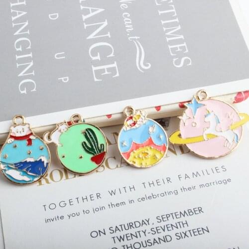 10pcs/lot Cartoon Animal Planet Enamel Charms DIY Gold Tone Alloy Pendant Fit Earring Bracelet Jewelry Accessories Making YZ398
