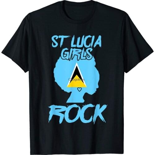 St Lucia Girls Rock St Lucia Flag Lucian Afro Pride Roots T-Shirt