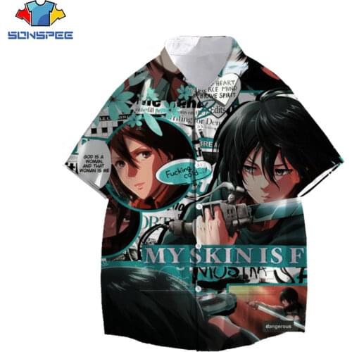 Hot Anime Attack on Titan Shirt 3D Printed Cartoon Manga Levi Ackerman Hawaiian Shirt High Quality Summer Casual Beach Shirts