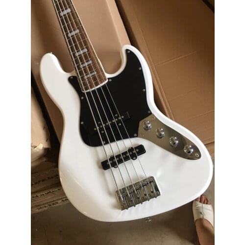 Guitar factory custom new white jazz electric bass 5 strings Electric Guitar Active pickup Free Shipping In stock 11