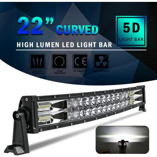 HAOLIDE 22 inch Curved LED Bar 59 cm 2 rows Floodlight Spot Combo Beam IP68 Offroad Driving Light for Truck ATV SUV Boat