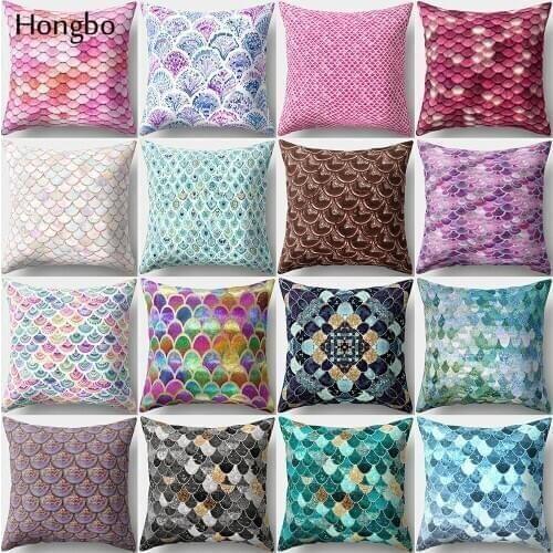Hongbo 1 Pcs Mermaid Fish Scale Pillow Case Cushion Cover Bed Pillowcase For Car Sofa Seat Home Decor