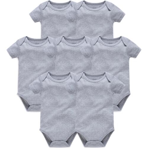 Kavkas Newborn Unisex Baby Bodysuit Grey 100% Cotton Short Sleeve Summer Boy Girl Clothes Infant Jumpsuit