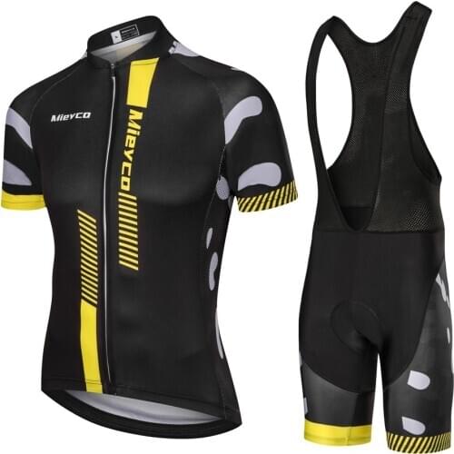 Mieyco Mens Cycling Clothes Set Quick Dry Short Sleeve Bicycle Jersey Shirt Tops 5D Cushion Padded Riding Bib Shorts MTB Suit