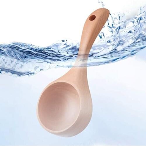 Short Handle Solid Wood Scoop Japanese-style Rice Scoop Kitchen Water Scoop Wooden Spoon Bath Sauna Wooden Bucket Spoon