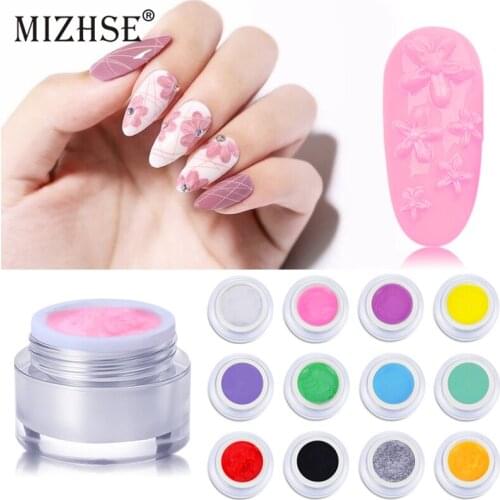 MIZHSE 12 Color 3D Carved Patterns For Gel Nail Polish UV LED Creative DIY Nail Art Painting Gelpolish Professional Manicure