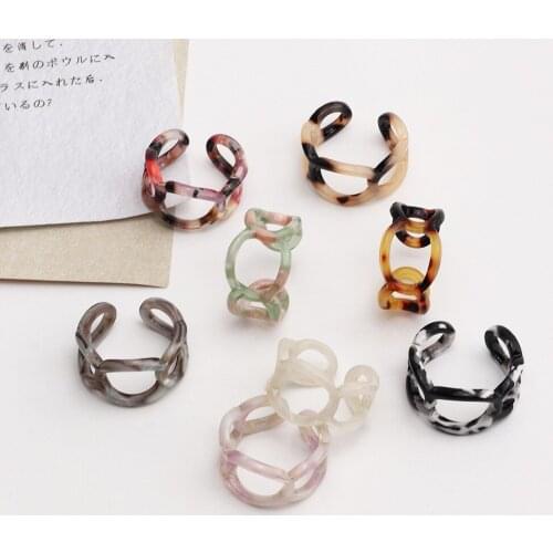 Korean Fashion Open Ring Multicolor Acetate Transparent Round Wedding Bands Stitching Gradient Color Ladies Girls Party Friends