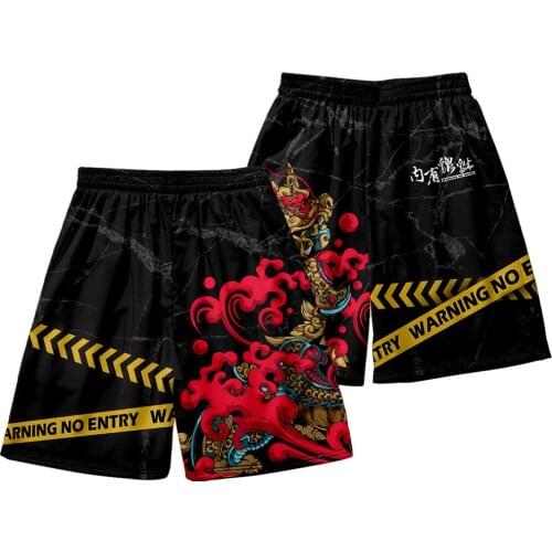 Male Breathable Quick Dry Sportswear Jogger Beach Black Print Short Pants Man Fitness Summer Gyms Workout Shorts