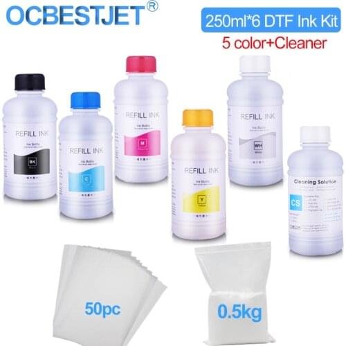 250ML*6 DTF Ink Kit Film Transfer Ink Direct Transfer Film Printing Hot Melt Powder PET Film Printing And Transfer With Cleaning