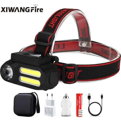 XIWANGFIRE COB Led Fishing Headlight Use 18650 Battery Headlamp 4-speed Adjustable Headlight Flashlight Torch Camping Head Light