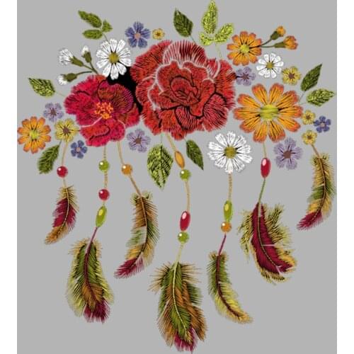 Boho Flower Iron On Patch Tops Fashion Heat Transfer Vinyl Diy Appliqued Stripe Transfer Patch Heat Printing