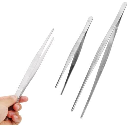 NICEYARD Stainless Steel Toothed Tweezer Straight Tweezer Long Barbecue Food Tong Home Medical Garden Kitchen BBQ Tool