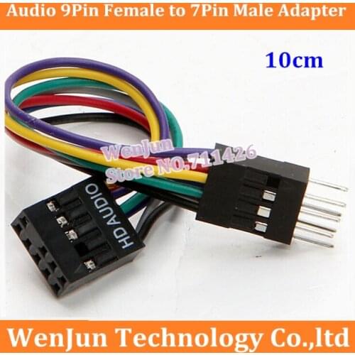 50PCS/LOT NEW Audio 9Pin Female to 7Pin Male Adapter JACK Cable For Lenovo ATX Motherboard to Host Case PC Chassis Front Panel