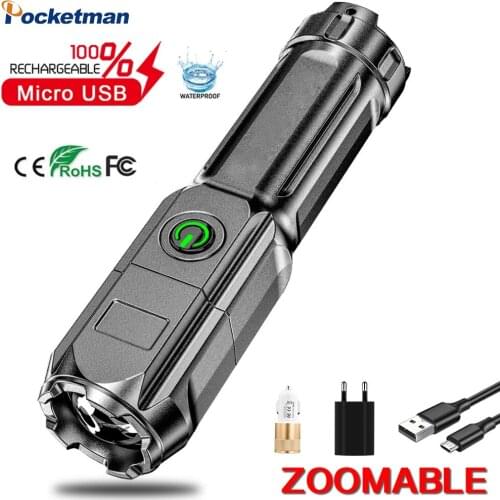 Portable 80000 Lumen Mini Led Flashlight Super Bright Led Torch Outdoor Camping Home Built-in Battery Multi-function Lanterna