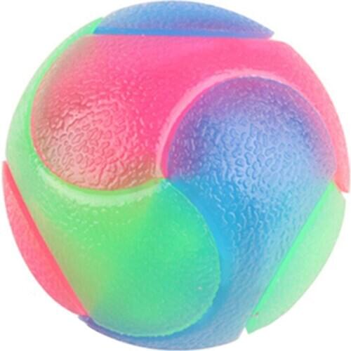 Bite Resistant Glowing Elastic Ball Durable Flashing Molar Interactive Ball Pet Rubber Chew Toy for Cat Dog to Away from Boredom