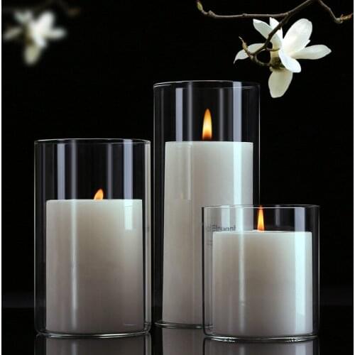 Glass Candle Holders for Home Decor Wedding Centerpieces Candlestick Holder Candle Stand Dry Flower Vase